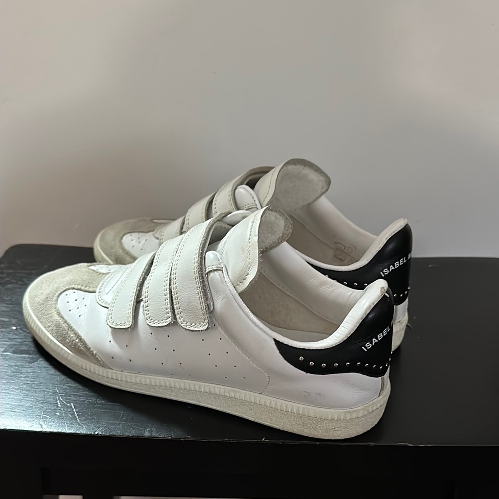 Isabel Marant White and Black Velcro Sneakers